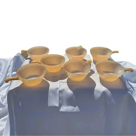 Vintage Fire King Ware Peach Luster Beehive Soup Bowl Collectible - Set of 8 - Picture 2 of 6